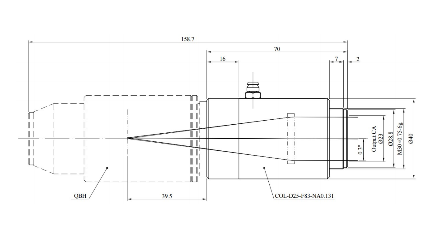 Fiber laser collimator Drawing