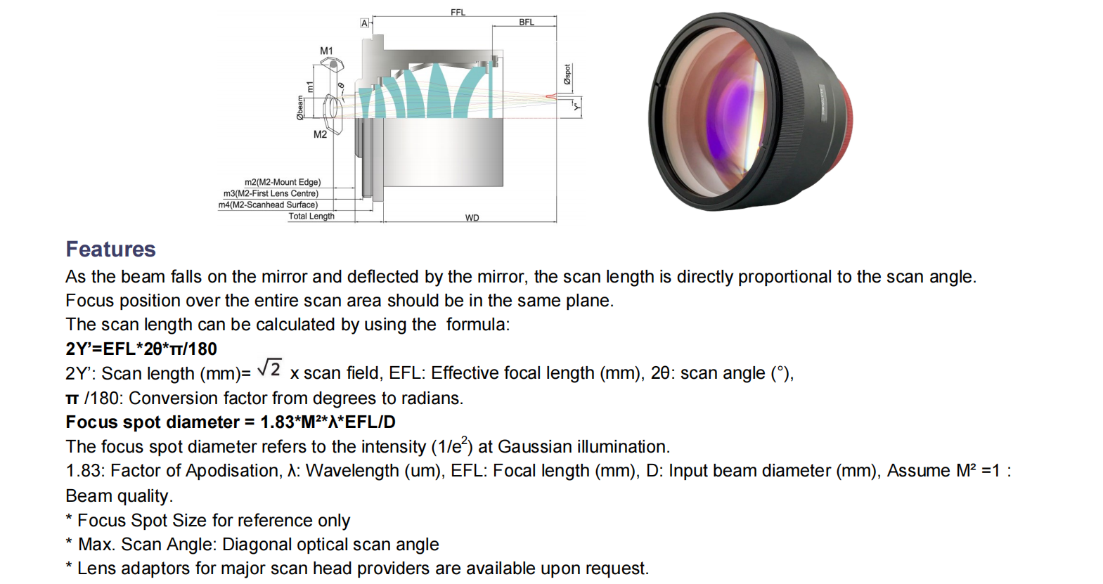 Telecentric F-theta Lens for Marking